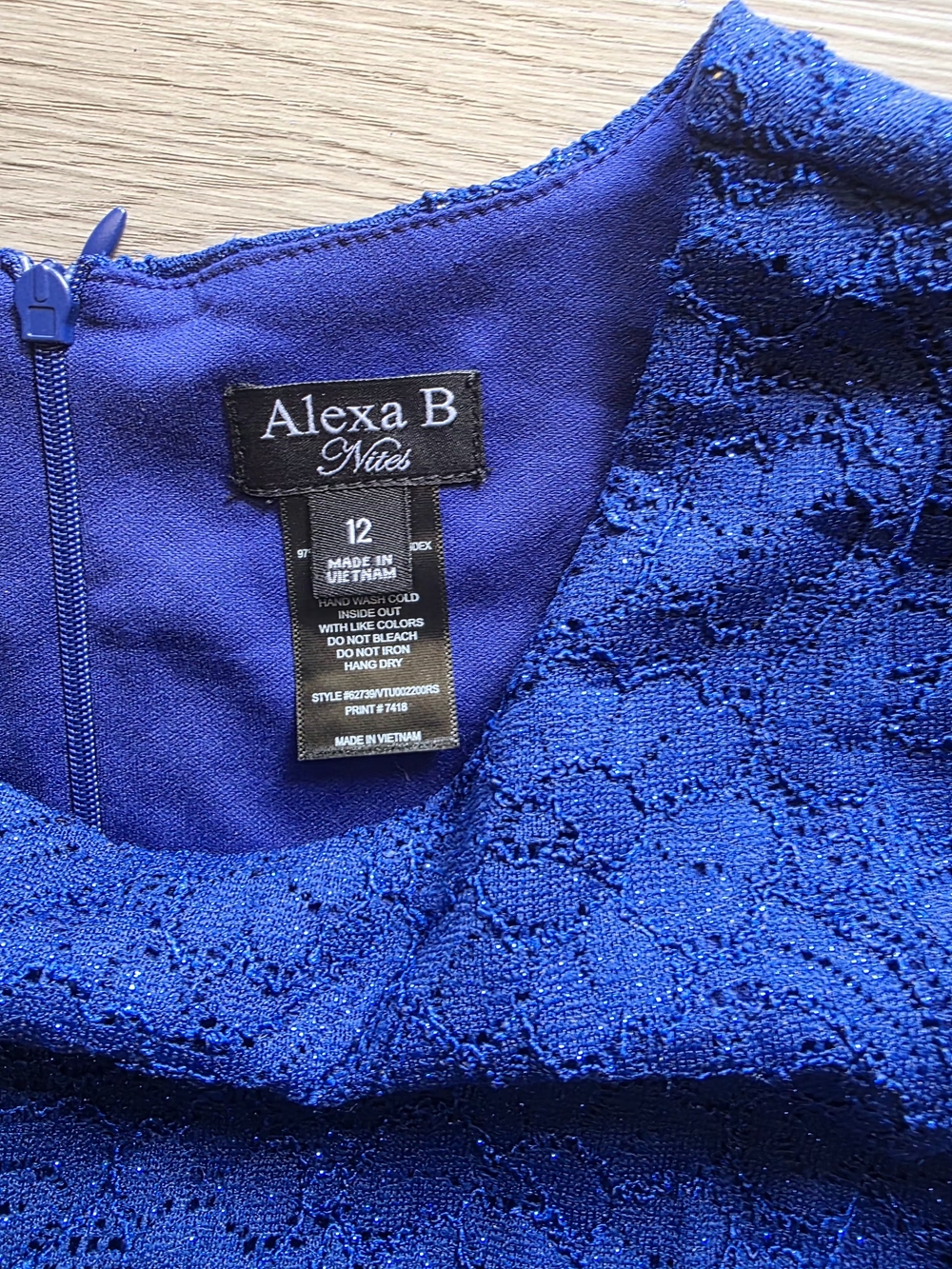 NWT Alexa B Nites Royal Blue Lace Glitter High-Low Mermaid Dress Size 12 - Picture 6 of 8